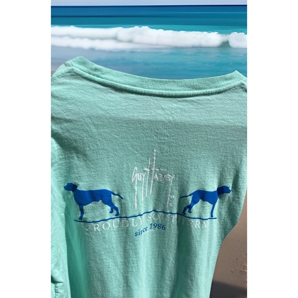 Guy Harvey Dogs Proudly Southern LS T-Shirt Cotton 100% Light Green Mens 2XL